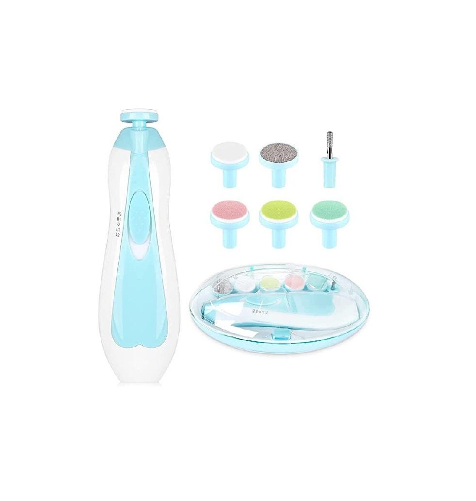 LATEHIMAK Baby Nail Trimmer New Born With Lights | Electric Baby Nail Cutter 0-6 Months With Multiple Filer Heads Adjustment | New Born Baby Products, Pack of 1