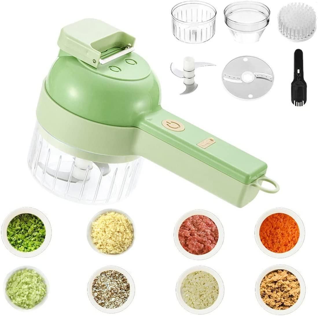 STRYVO 4-in-1 Electric Vegetable Cutter & Chopper – Handheld USB Rechargeable Food Processor for Fast Cutting, Slicing, Grinding & Peeling – Multipurpose Kitchen Tool for Fruits & Vegetables
