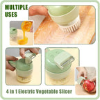 STRYVO 4-in-1 Electric Vegetable Cutter & Chopper – Handheld USB Rechargeable Food Processor for Fast Cutting, Slicing, Grinding & Peeling – Multipurpose Kitchen Tool for Fruits & Vegetables