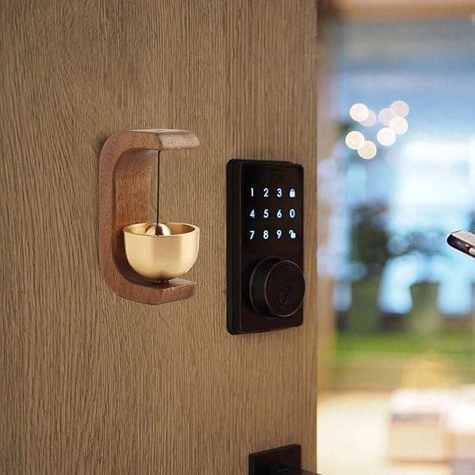 Lovelyduo Wood Wind Chime - Elegant Japanese Style Magnetic Doorbell for Home Decor, Shop, Entryways - Solid Wood & Brass Bell