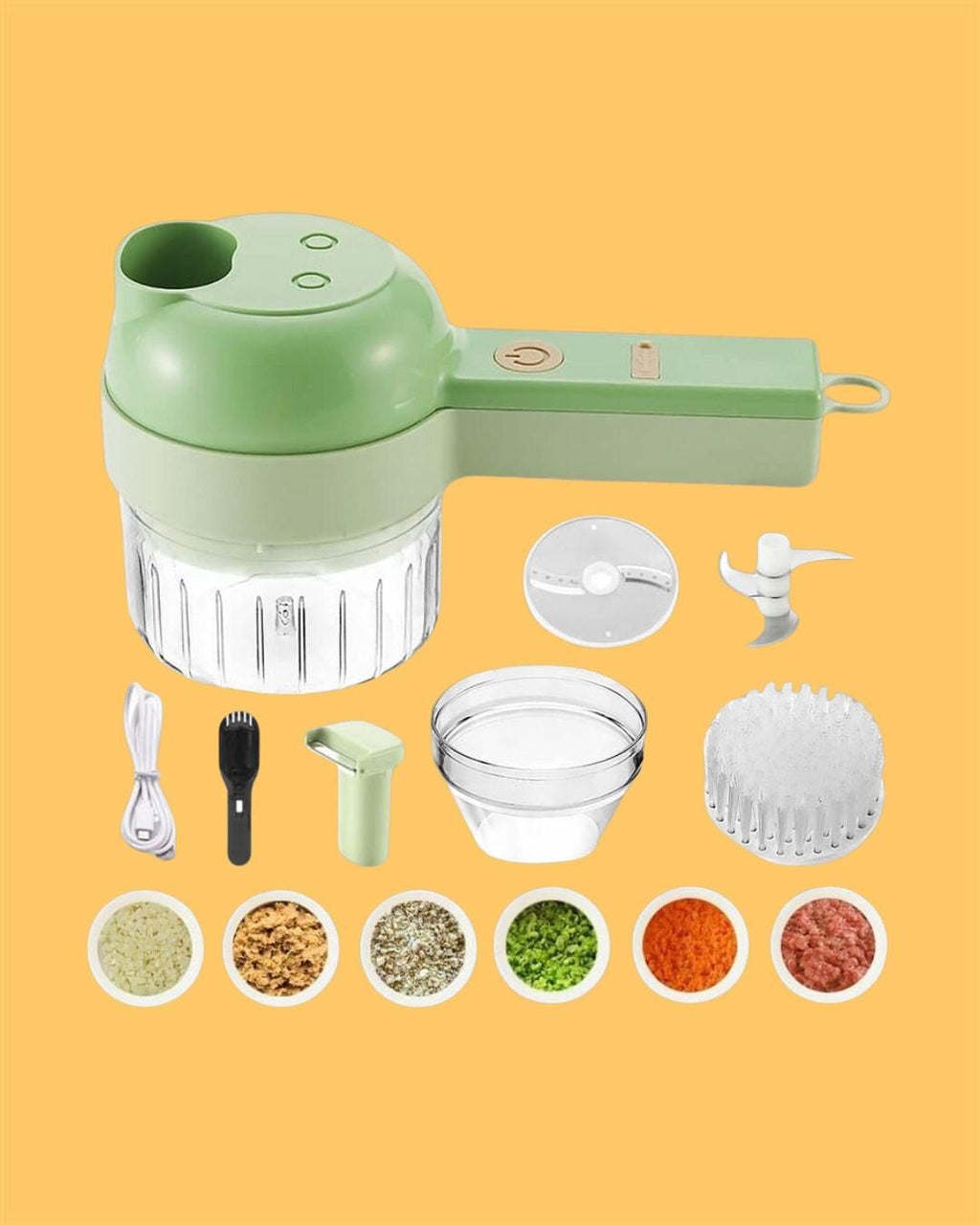 STRYVO 4-in-1 Electric Vegetable Cutter & Chopper – Handheld USB Rechargeable Food Processor for Fast Cutting, Slicing, Grinding & Peeling – Multipurpose Kitchen Tool for Fruits & Vegetables