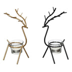 eCraftIndia Set of 2 Black Golden Metal Deer Shape Decorative Tea Light Candle Holders- T Light Candle Holders- Tea Light Holders Diwali Decoration Items for Home Decor Gift for Diwali Housewarming