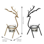 eCraftIndia Set of 2 Black Golden Metal Deer Shape Decorative Tea Light Candle Holders- T Light Candle Holders- Tea Light Holders Diwali Decoration Items for Home Decor Gift for Diwali Housewarming