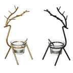 eCraftIndia Set of 2 Black Golden Metal Deer Shape Decorative Tea Light Candle Holders- T Light Candle Holders- Tea Light Holders Diwali Decoration Items for Home Decor Gift for Diwali Housewarming