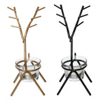 eCraftIndia Set of 2 Black Golden Metal Deer Shape Decorative Tea Light Candle Holders- T Light Candle Holders- Tea Light Holders Diwali Decoration Items for Home Decor Gift for Diwali Housewarming