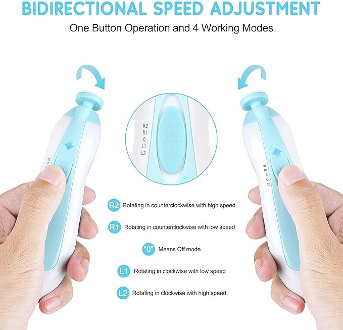 LATEHIMAK Baby Nail Trimmer New Born With Lights | Electric Baby Nail Cutter 0-6 Months With Multiple Filer Heads Adjustment | New Born Baby Products, Pack of 1