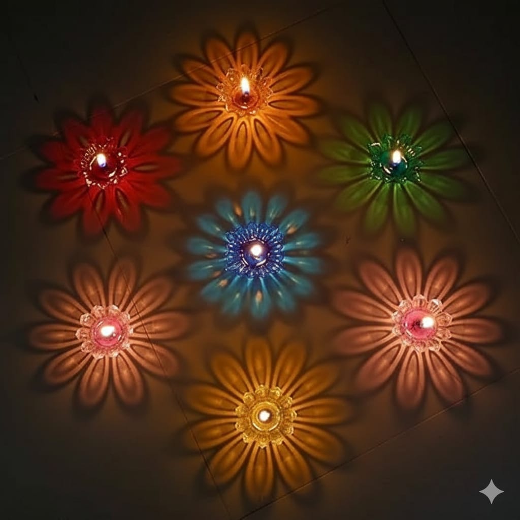 3D Reflective Shadow Colourful Diya