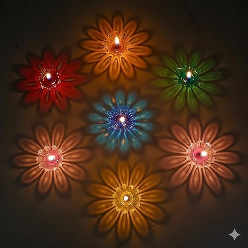 3D Reflective Shadow Colourful Diya