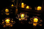 Glass Lotus Flower Tea Light Candle Holder Set