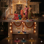 3D Reflective Shadow Colourful Diya