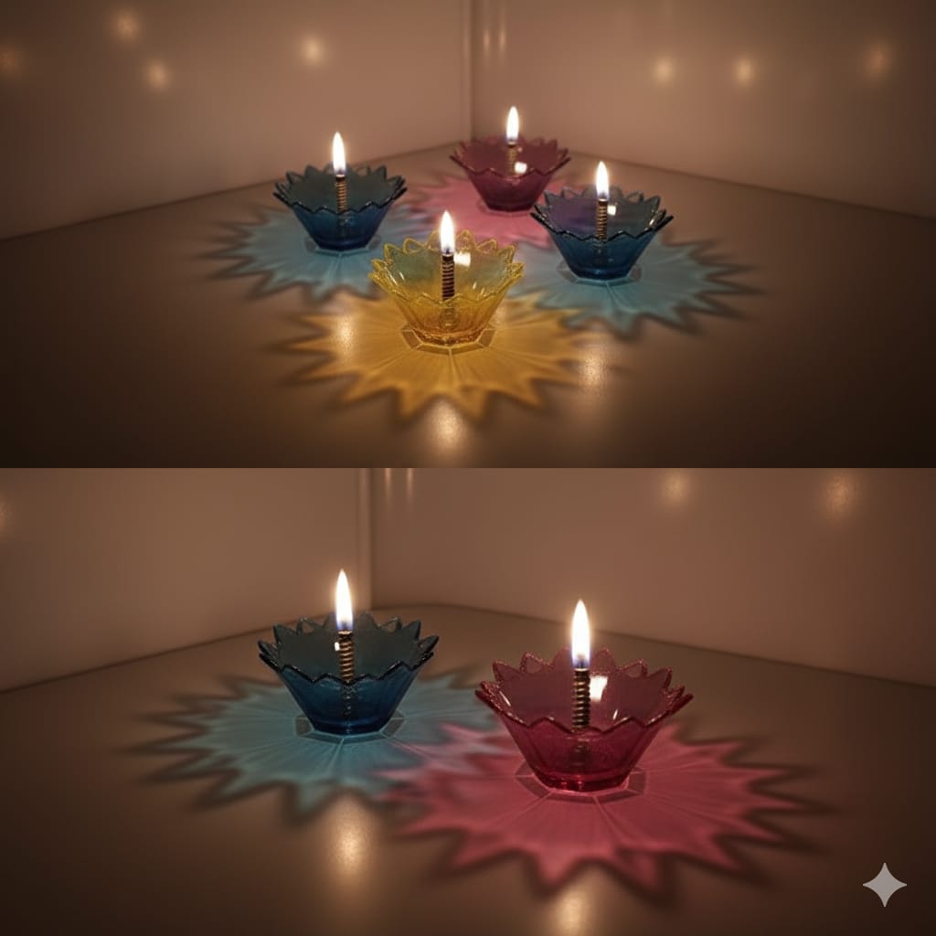 3D Reflective Shadow Colourful Diya