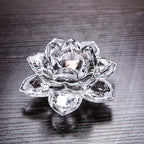Glass Lotus Flower Tea Light Candle Holder Set