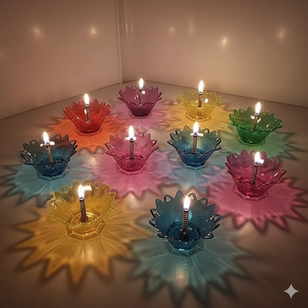 3D Reflective Shadow Colourful Diya