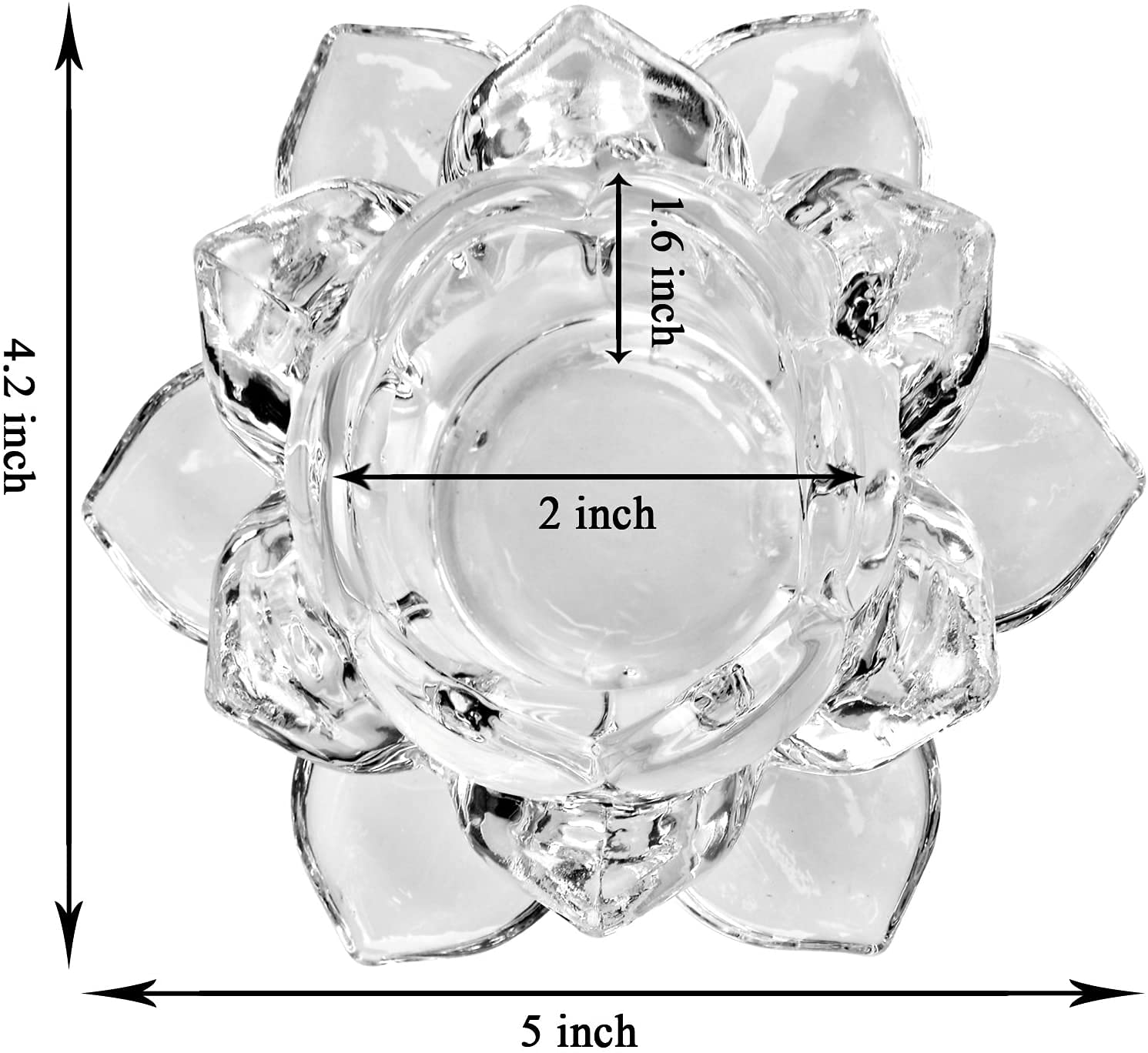 Glass Lotus Flower Tea Light Candle Holder Set