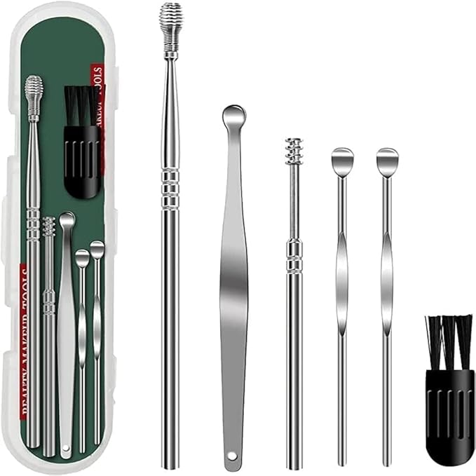6 Pieces Ear Wax Removal Smooth Stainless Steel Kit