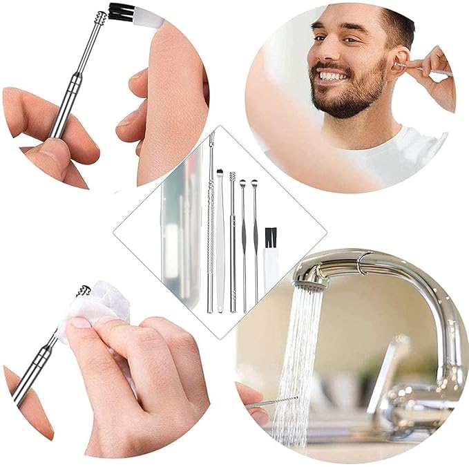 6 Pieces Ear Wax Removal Smooth Stainless Steel Kit
