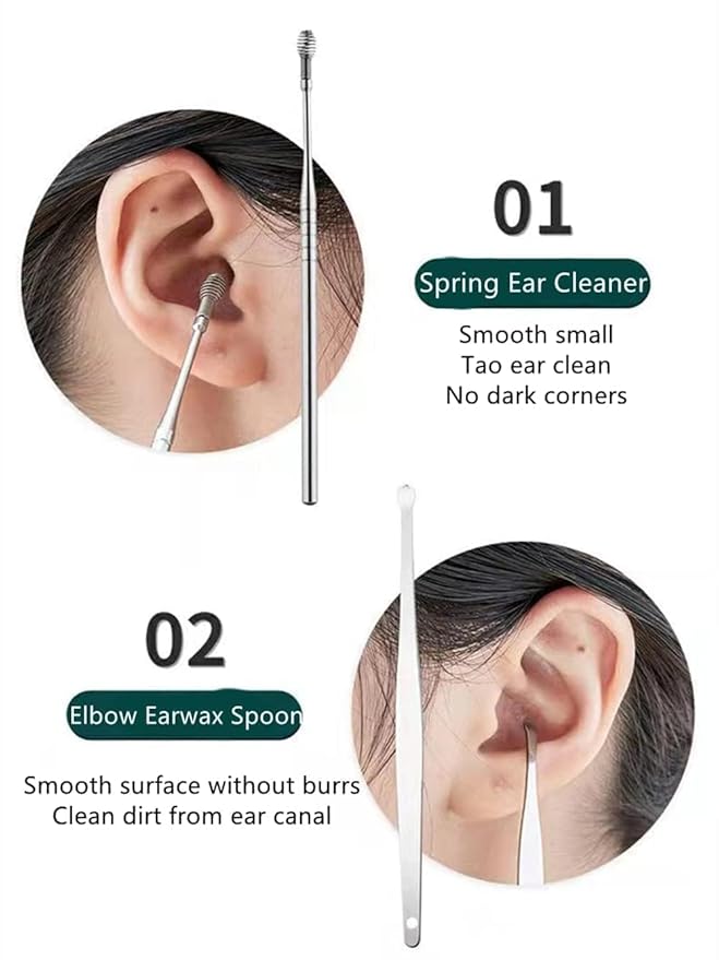 6 Pieces Ear Wax Removal Smooth Stainless Steel Kit
