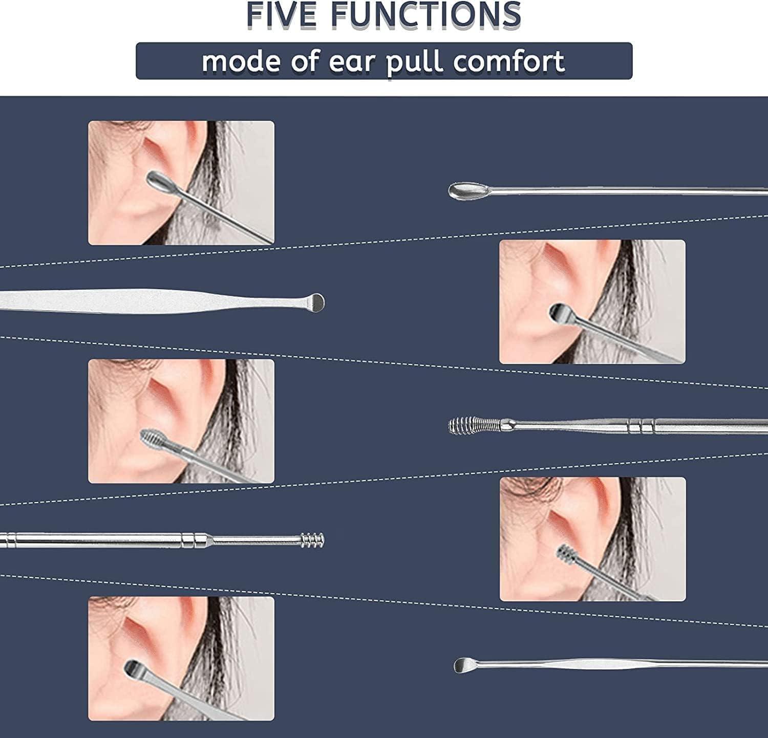 6 Pieces Ear Wax Removal Smooth Stainless Steel Kit