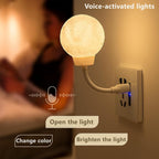 CRIYALE Moon Night Light Plug-in Moon Night Lamp Voice-Activated USB LED Lights with 3 Color Temperature Dimming for Kids Bedroom Bathroom Decorations Birthday Gifts