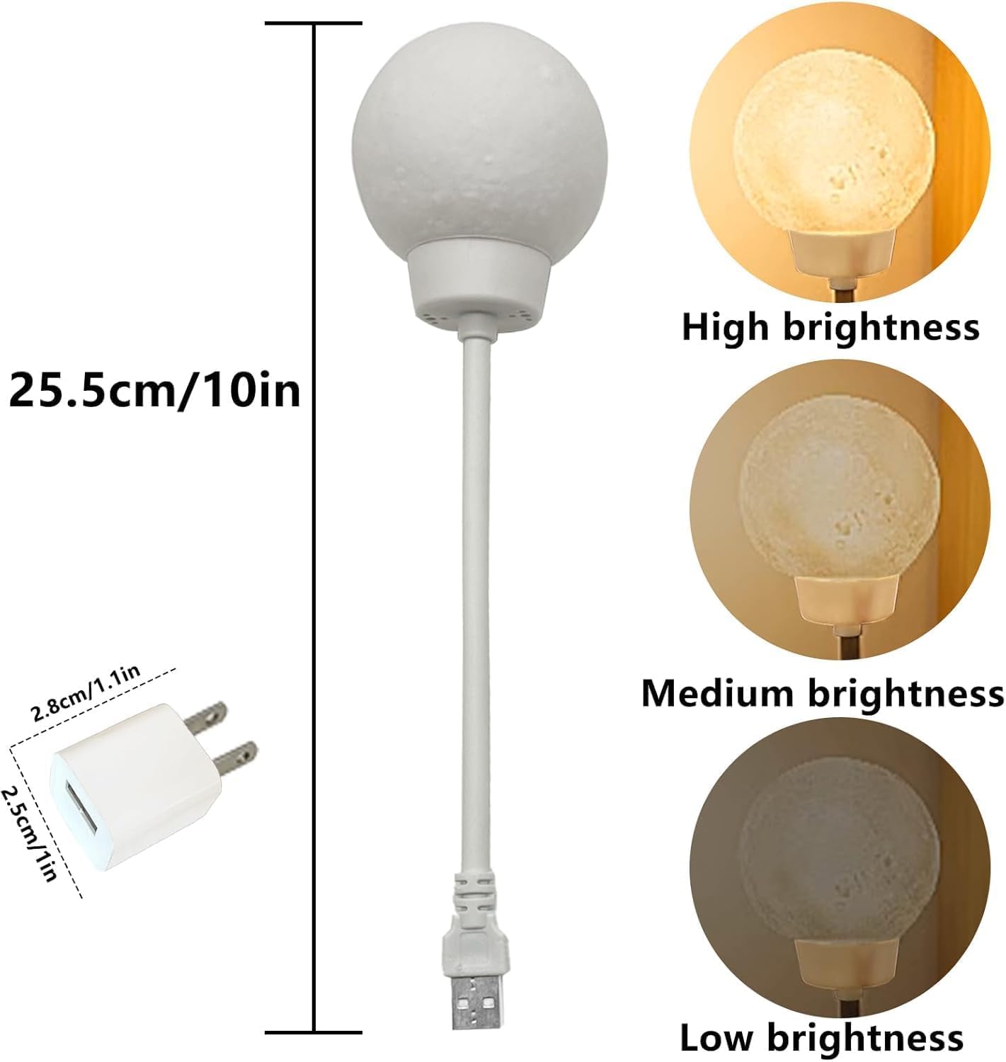 CRIYALE Moon Night Light Plug-in Moon Night Lamp Voice-Activated USB LED Lights with 3 Color Temperature Dimming for Kids Bedroom Bathroom Decorations Birthday Gifts