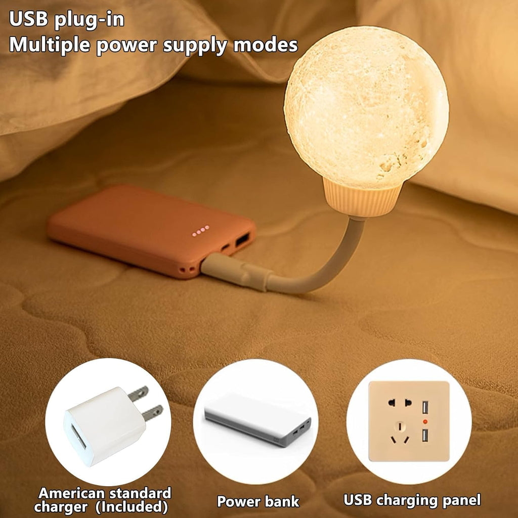CRIYALE Moon Night Light Plug-in Moon Night Lamp Voice-Activated USB LED Lights with 3 Color Temperature Dimming for Kids Bedroom Bathroom Decorations Birthday Gifts