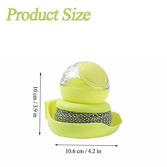 SWENLISH Dish Brush with Soap Dispenser – Kitchen Cleaning Brush with Steel Ball Scrubber & Replaceable Head – for Washing Utensils, Pots, Pans & Sink – Ergonomic Handle (Multicolor,1 PC)