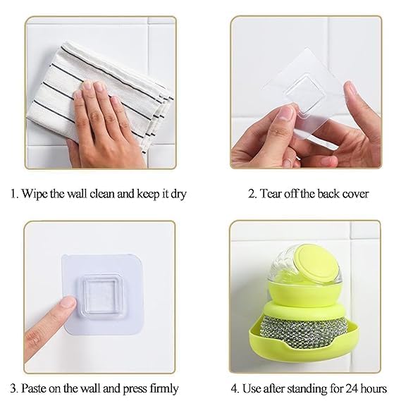 SWENLISH Dish Brush with Soap Dispenser – Kitchen Cleaning Brush with Steel Ball Scrubber & Replaceable Head – for Washing Utensils, Pots, Pans & Sink – Ergonomic Handle (Multicolor,1 PC)