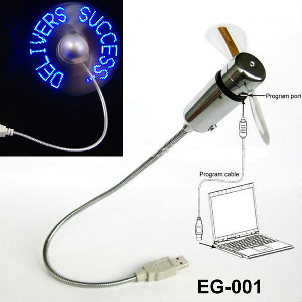 USB LED Fan with Programmable CD for customized Message