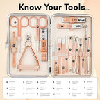 Beauté Secrets Manicure Kit, pedicure tools for feet, Nail Clipper, Manicure Pedicure kit for women and Men, 18 Pieces,Perfect Gifts for Women and Men (Rose Gold)