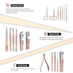 Beauté Secrets Manicure Kit, pedicure tools for feet, Nail Clipper, Manicure Pedicure kit for women and Men, 18 Pieces,Perfect Gifts for Women and Men (Rose Gold)