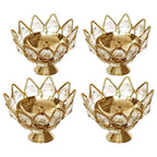 eCraftIndia Set of 4 Lotus Shape Crystal Tea Light Holder