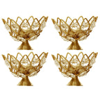 eCraftIndia Set of 4 Lotus Shape Crystal Tea Light Holder