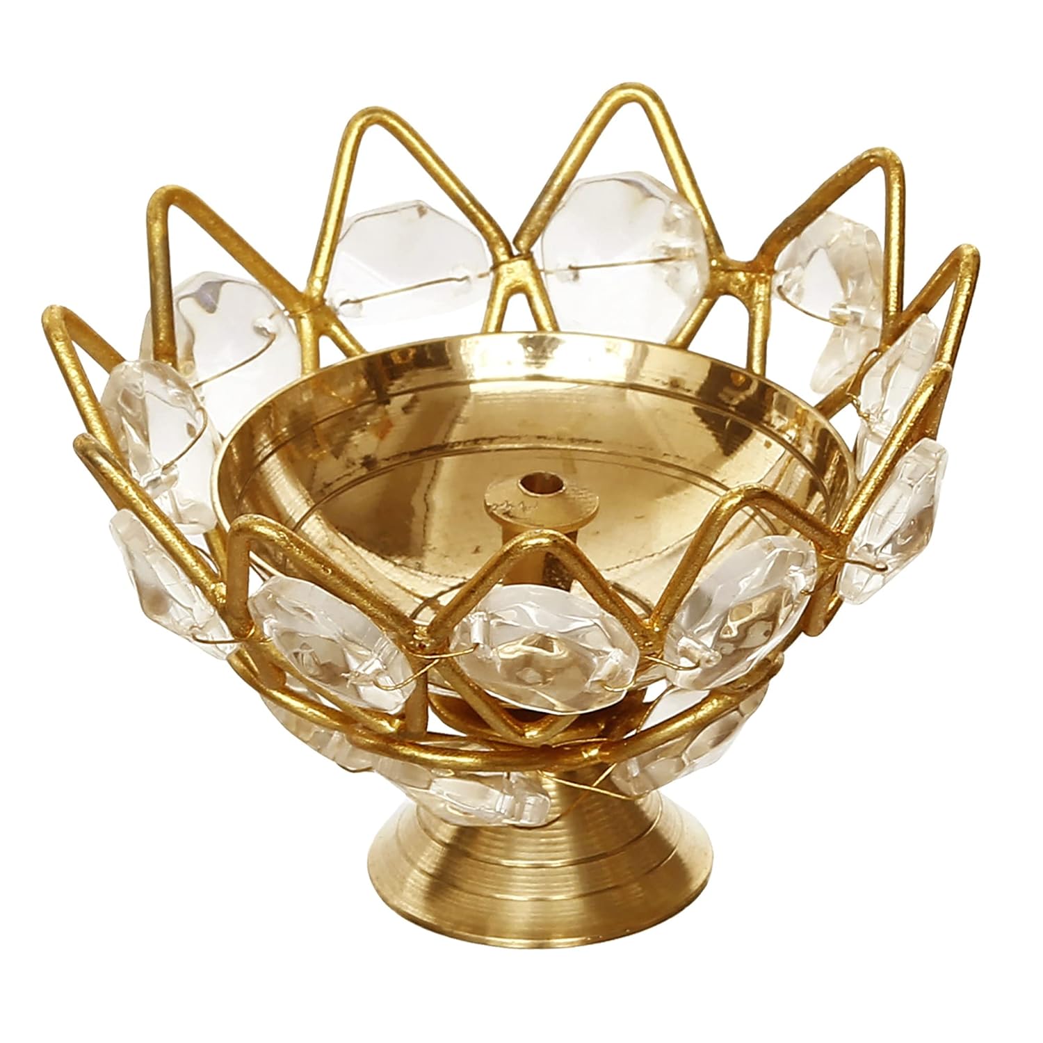 eCraftIndia Set of 4 Lotus Shape Crystal Tea Light Holder