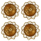 eCraftIndia Set of 4 Lotus Shape Crystal Tea Light Holder
