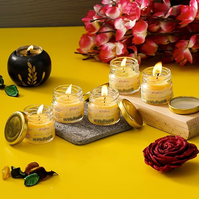 Glass Lotus Flower Tea Light Candle Holder Set