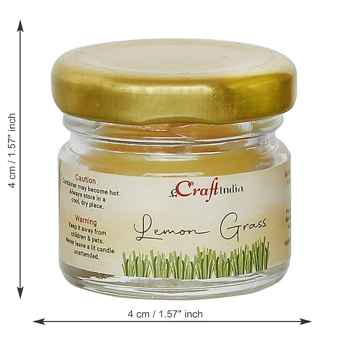 eCraftIndia Set of 5 Mini Jar Lemon Grass Scented Candles for Home Decoration - Fragrance Candles for Bedroom, Meditation, and Studying for Christmas, Diwali, Birthdays, Valentine's Day